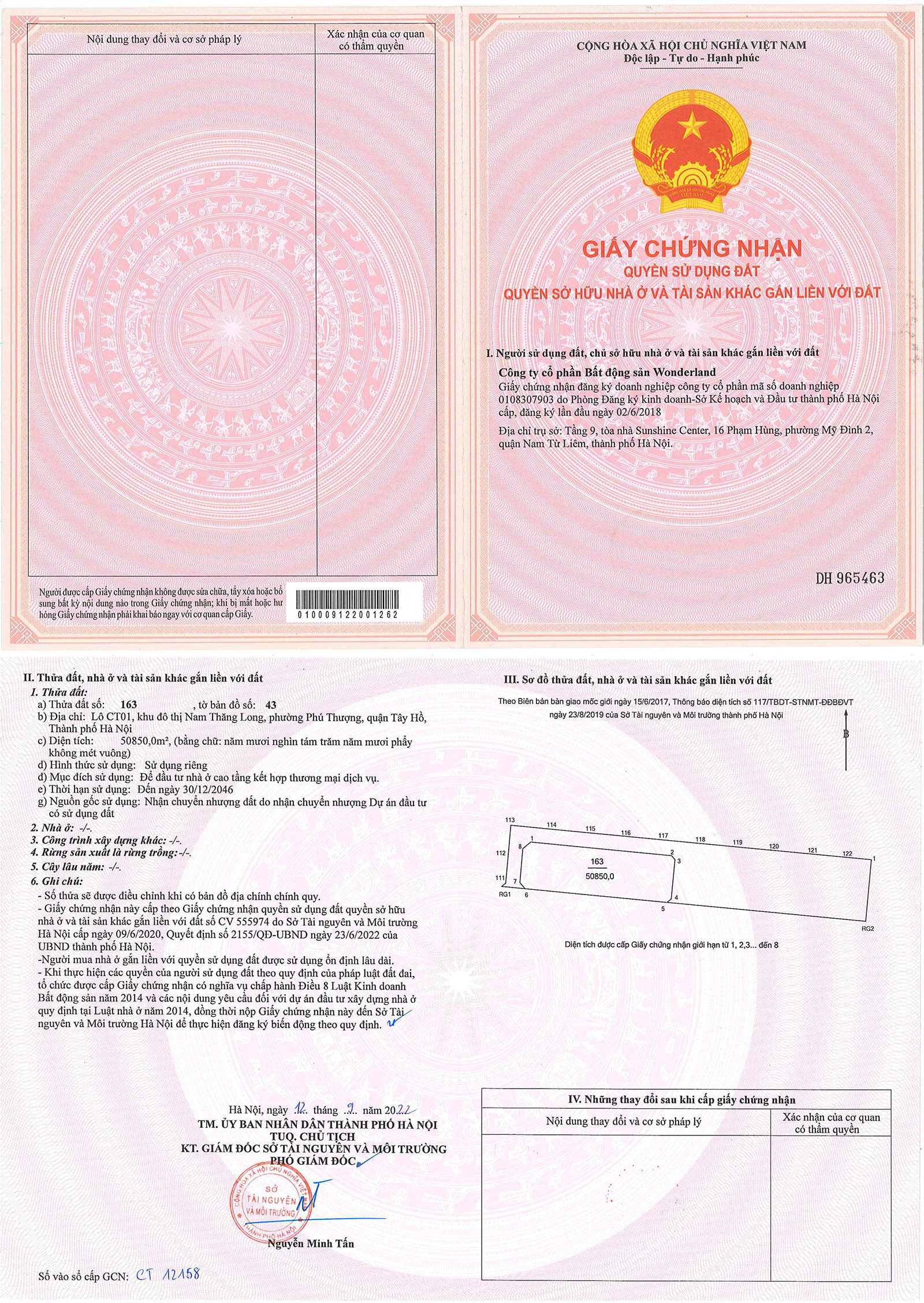 Giấy chứng nhận quyền sử dụng đất Noble Crystal Tây Hồ