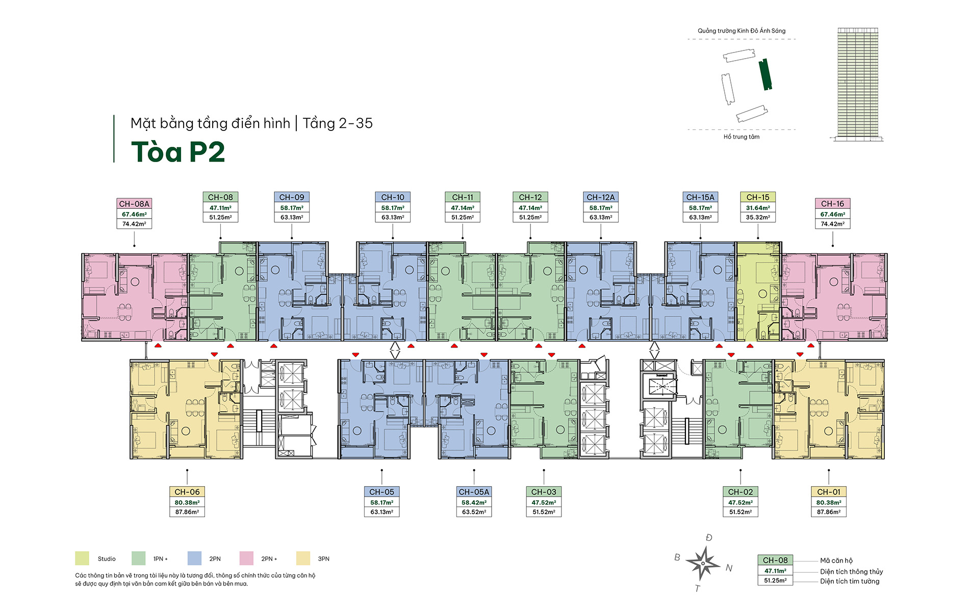Mặt bằng The Parkland Tòa P2 tầng 2-35