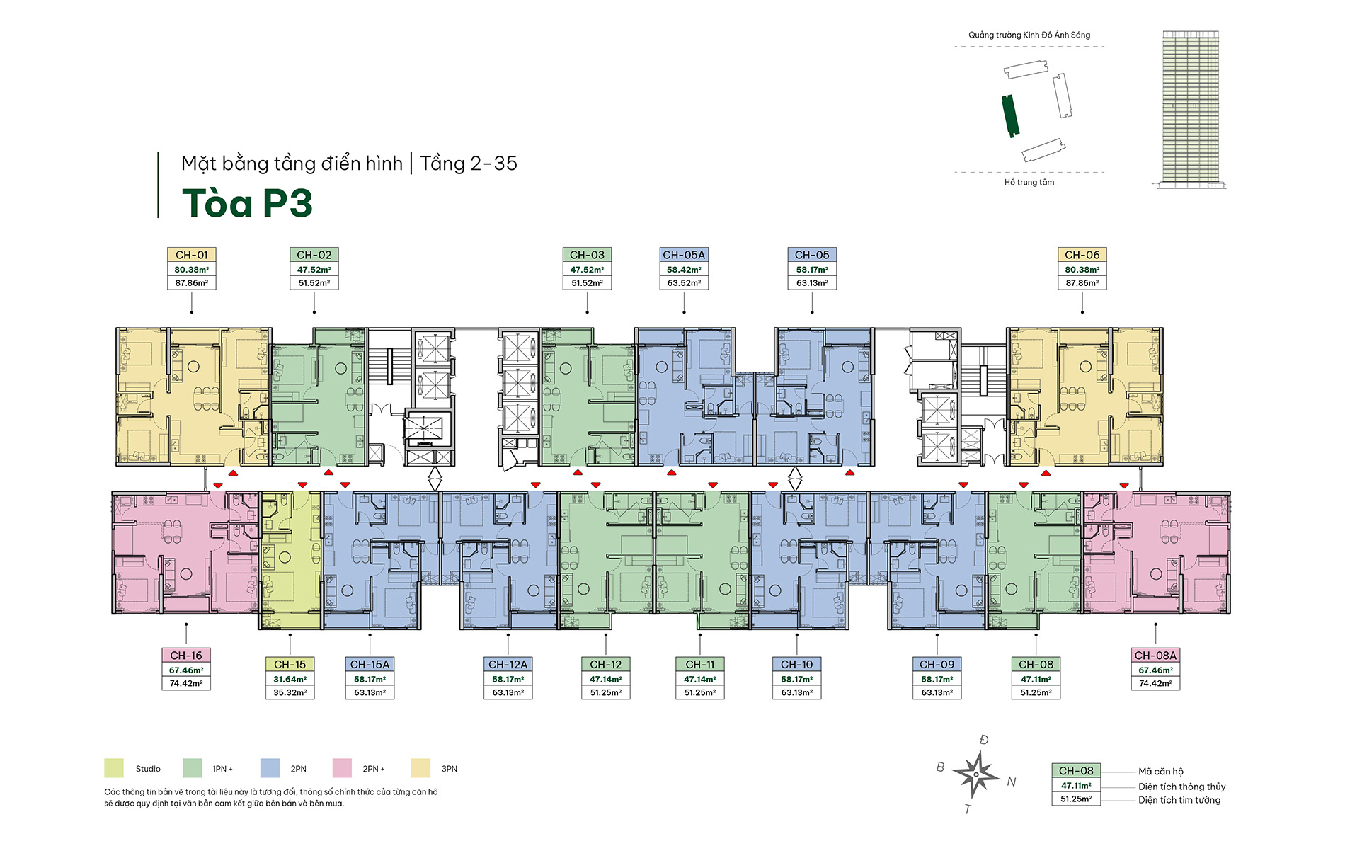 Mặt bằng The Parkland Tòa P3 tầng 2-35
