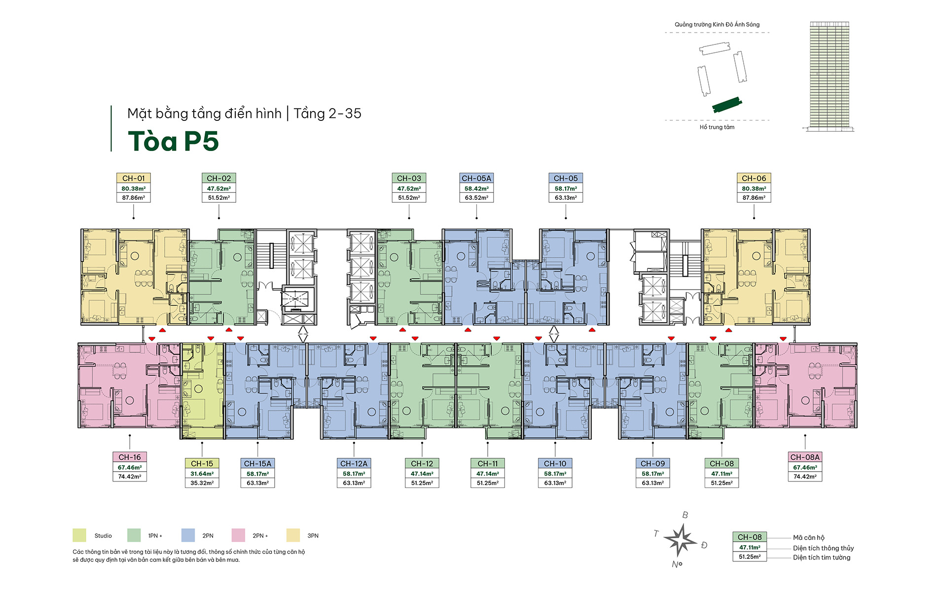 Mặt bằng The Parkland Tòa P5 tầng 2-35