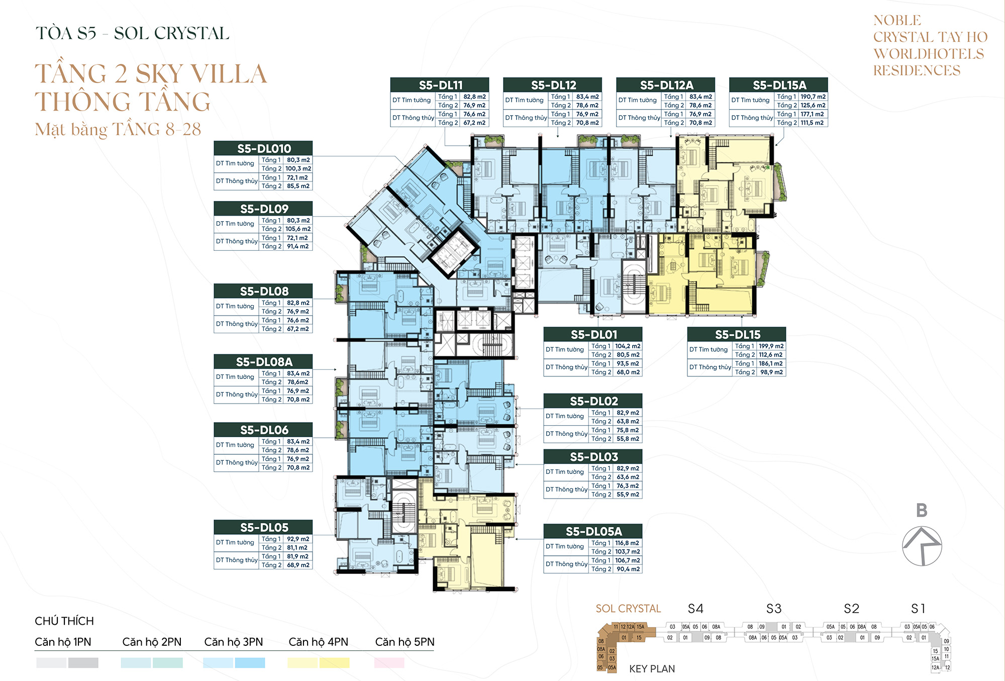 Mặt bằng tầng 2 Sky Villa Tầng 8-28 Noble Crystal Tây Hồ