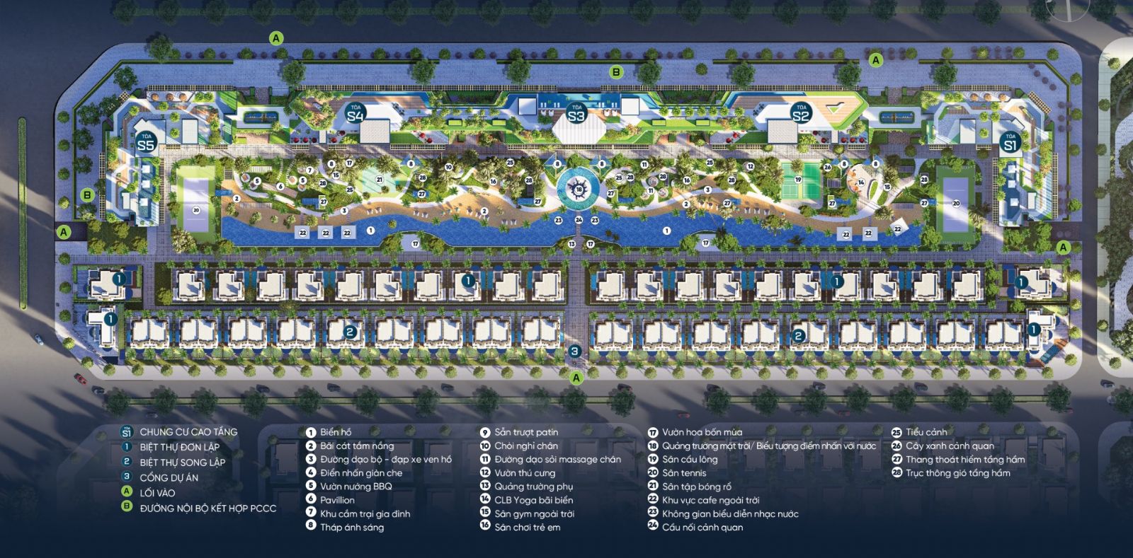 Mặt bằng tiện ích Mặt đất Noble Crystal Tây Hồ