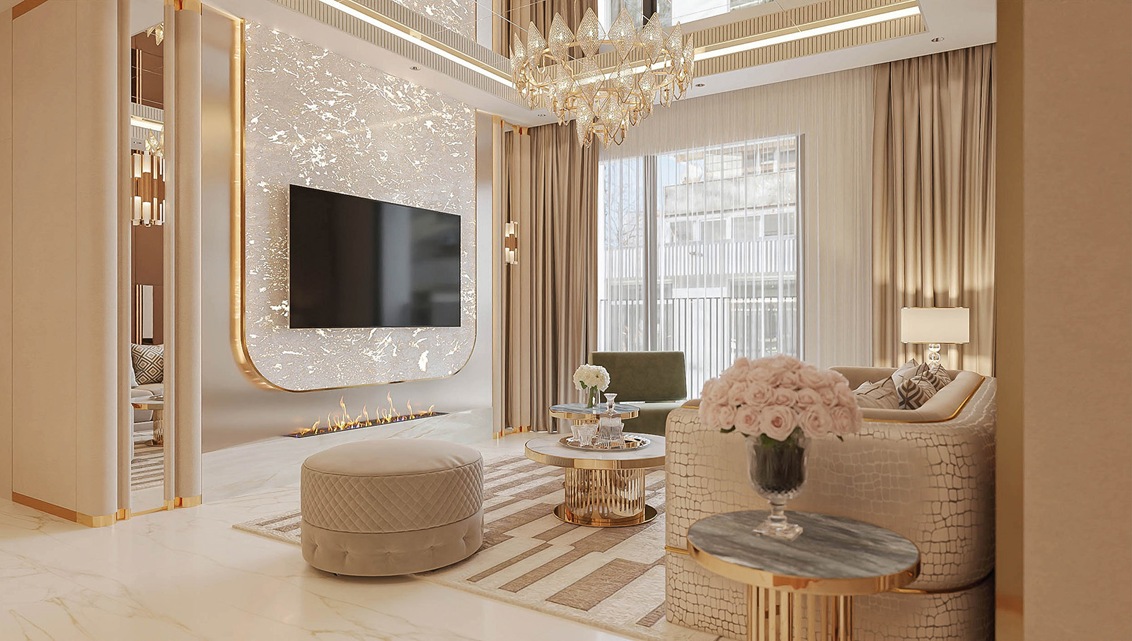 Phòng khách căn hộ 2PN tầng 6-7 Noble Crystal Tây Hồ