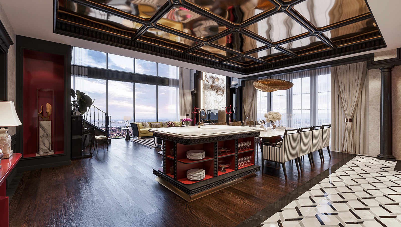 Phòng khách, ăn Penthouse Noble Crystal Tây Hồ