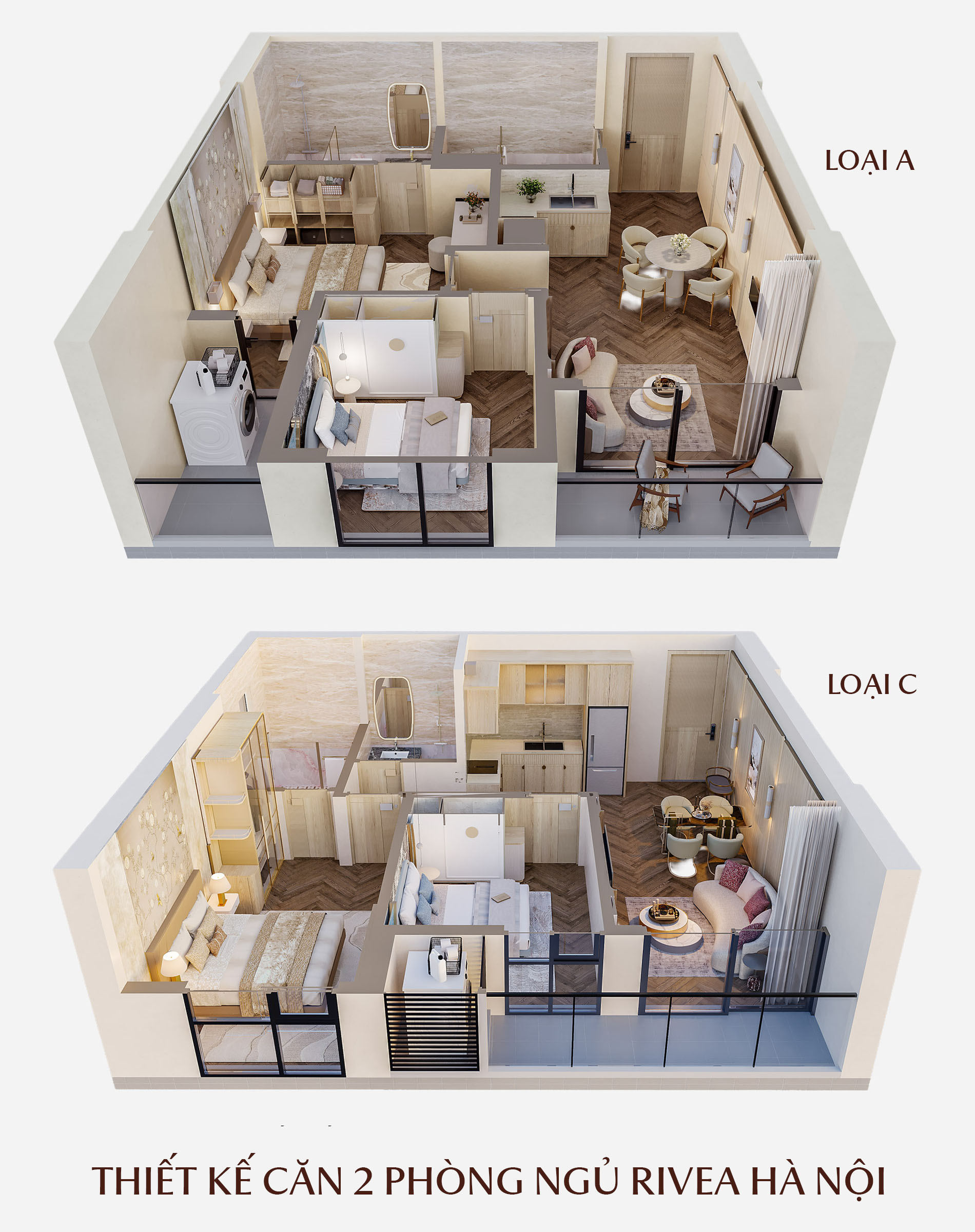 Thiết kế Rivea Hà Nội căn 2 phòng ngủ
