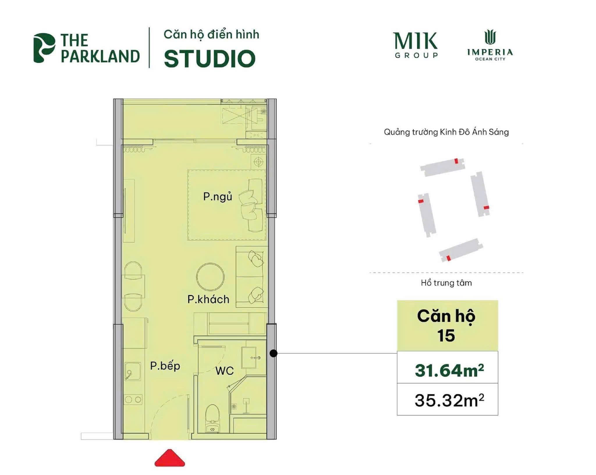 Thiết kế căn studio The Parkland