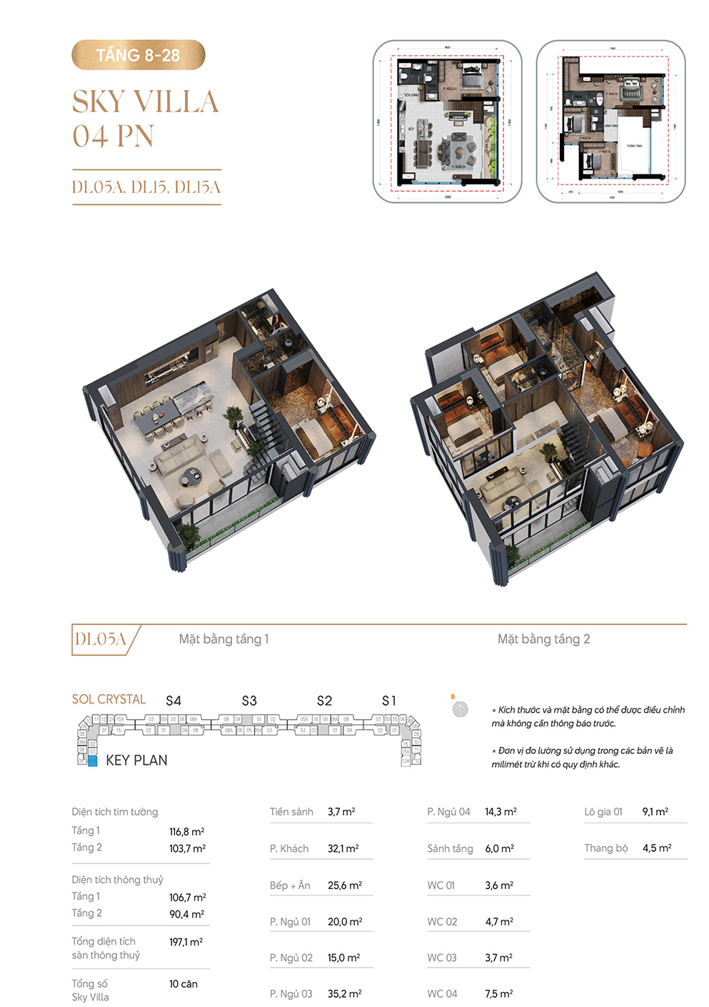 Thiết kế Sky Villa 4 phòng ngủ Noble Crystal Tây Hồ (Tầng 8-28)