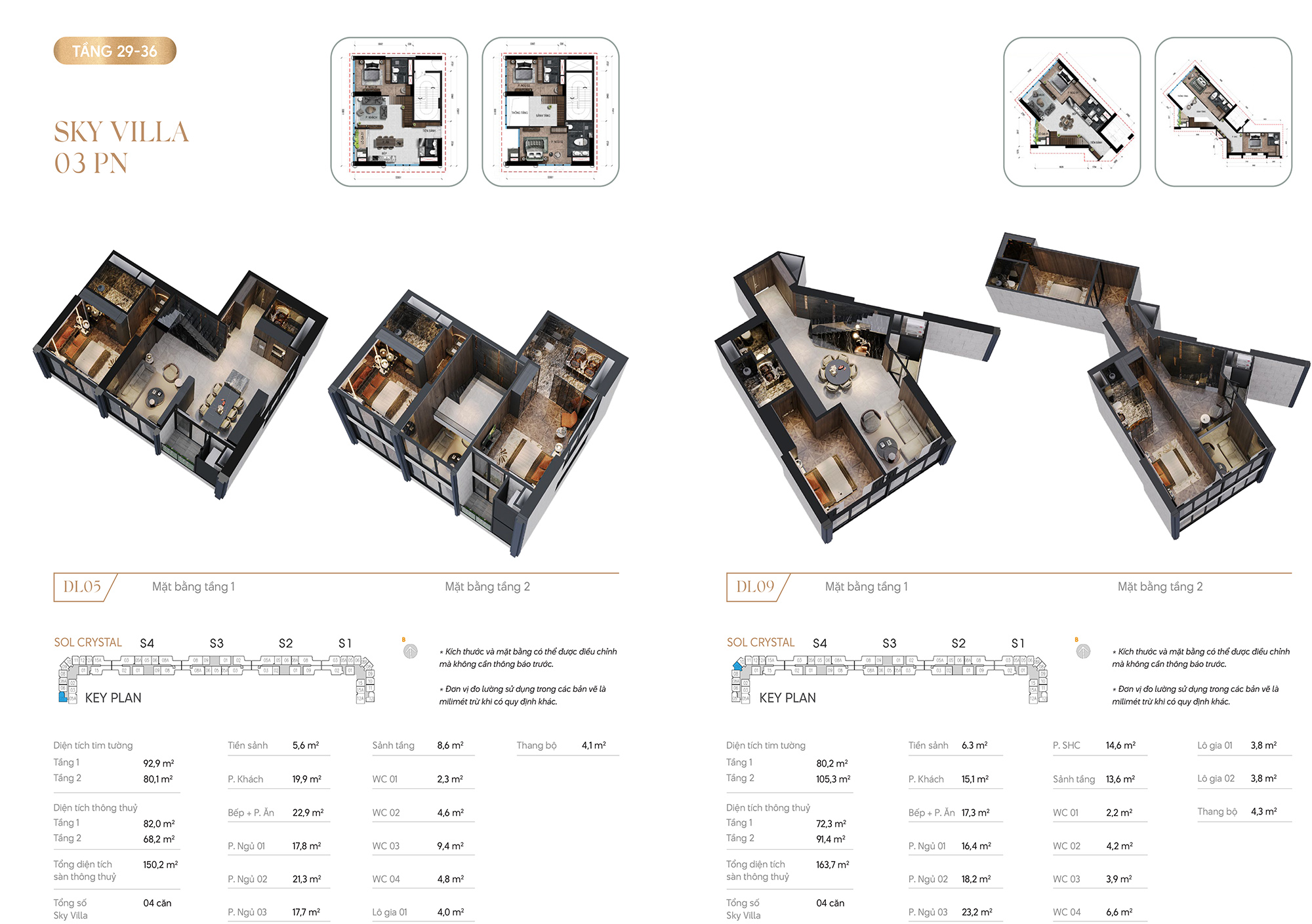 Thiết kế Sky Villa 3 phòng ngủ Tầng 29-36 Noble Crystal Tây Hồ 
