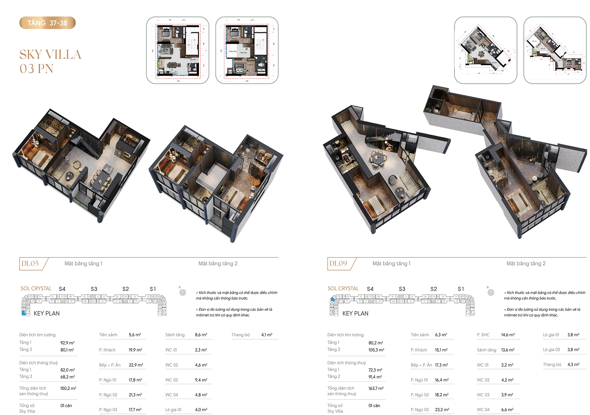 Thiết kế Sky Villa 3 phòng ngủ Noble Crystal Tây Hồ - Tầng 37-38