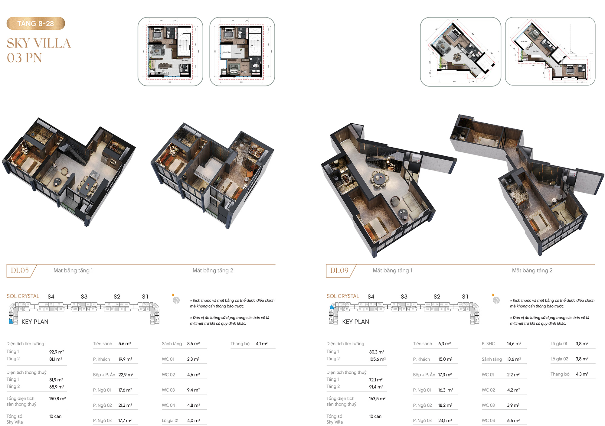 Thiết kế Sky Villa 3 phòng ngủ Noble Crystal Tây Hồ (Tầng 8-28)