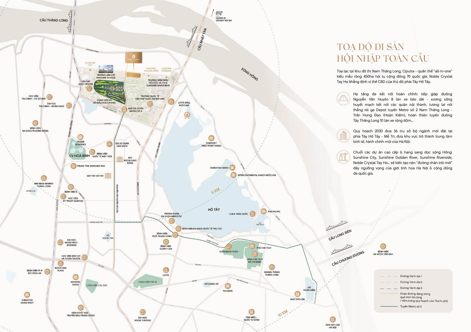 Vị trí kết nối Noble Crystal Tây Hồ