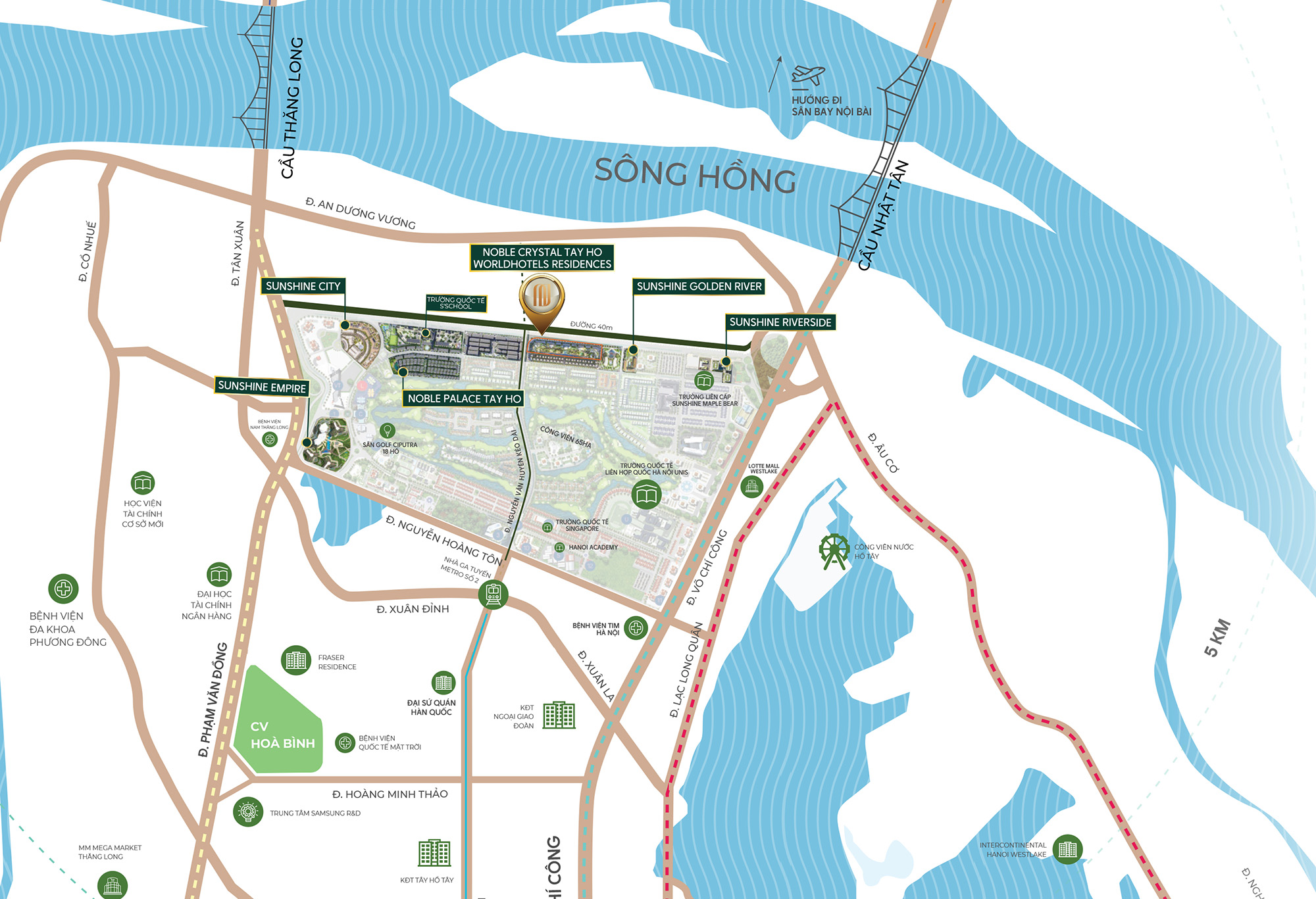 Vị trí - Kết nối Noble Crystal Tây Hồ